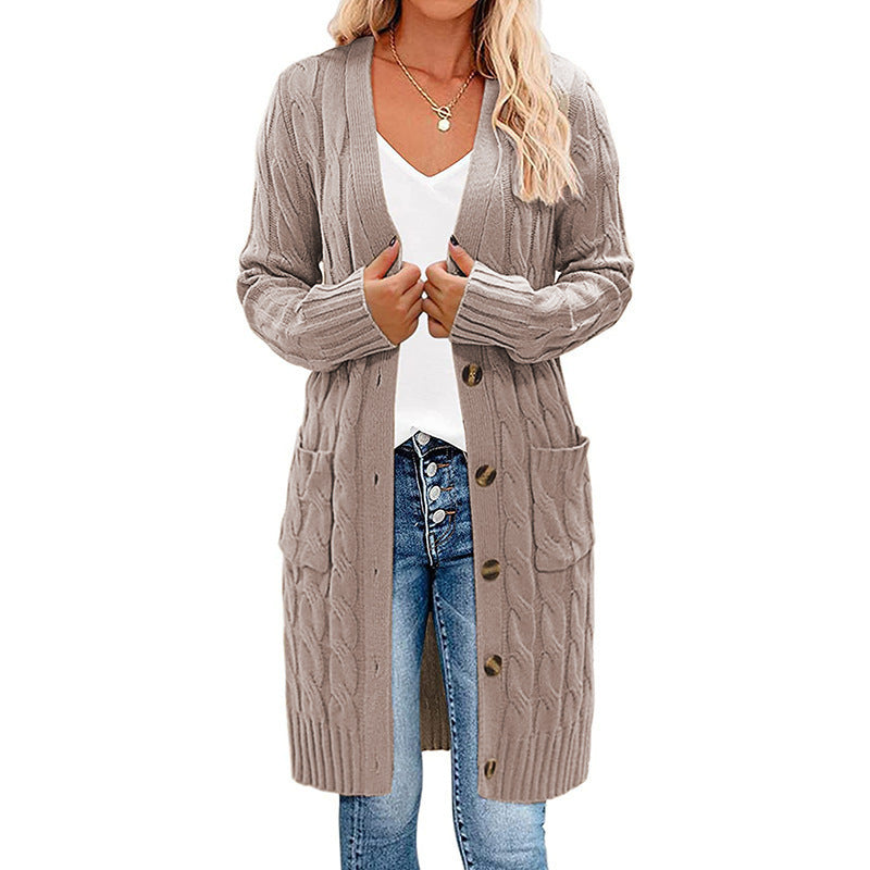 Damen Strickjacke mit Kabelmuster und Taschen Heidi-Mode