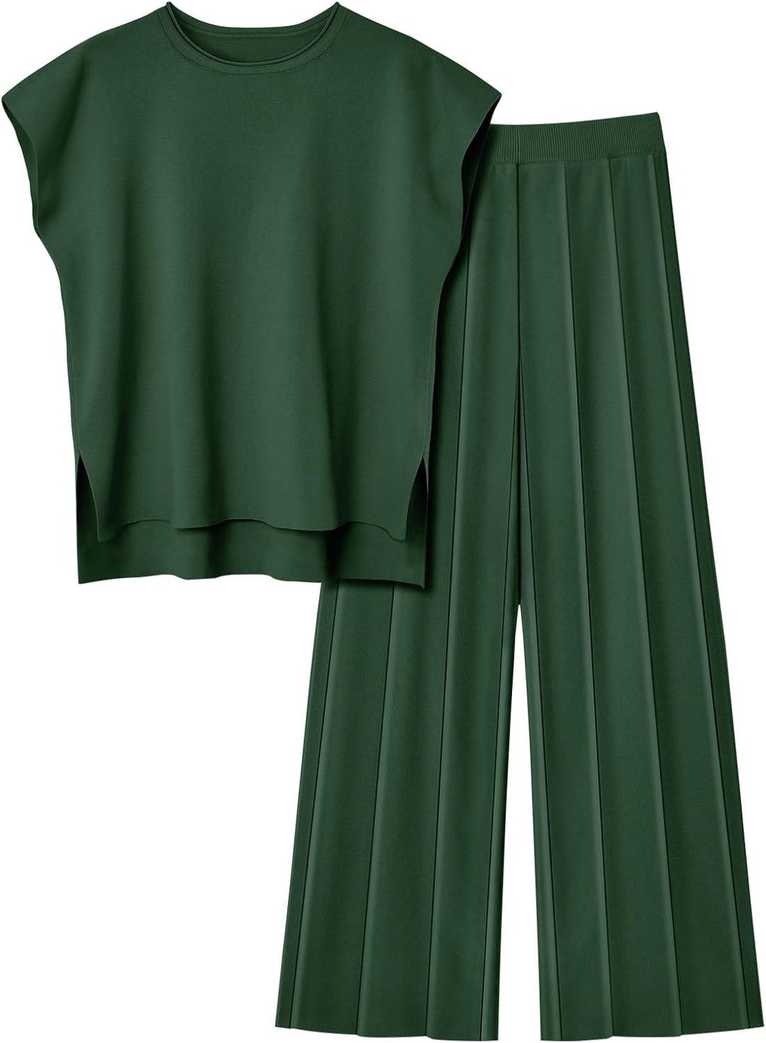 Damen elegantes Set mit kurzärmligem Oberteil und plissierter Hose Heidi-Mode