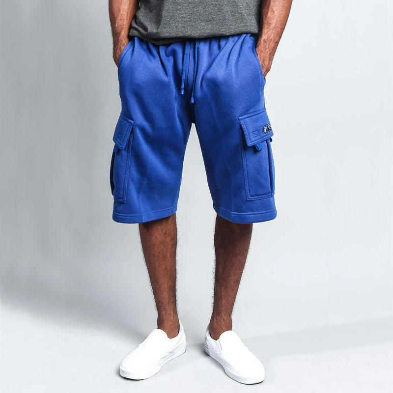 Herren Cargo-Shorts aus atmungsaktivem Sweatstoff mit verstellbarem Kordelzug und praktischen Taschen Heidi-Mode