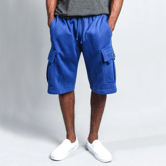 Herren Cargo-Shorts aus atmungsaktivem Sweatstoff mit verstellbarem Kordelzug und praktischen Taschen Heidi-Mode