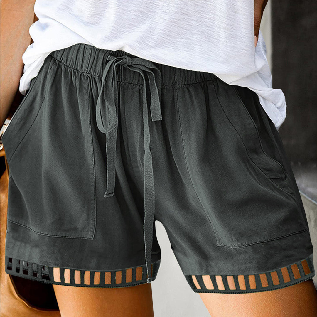 Damen lockere Freizeit-Shorts mit dekorativen Einsätzen Heidi-Mode