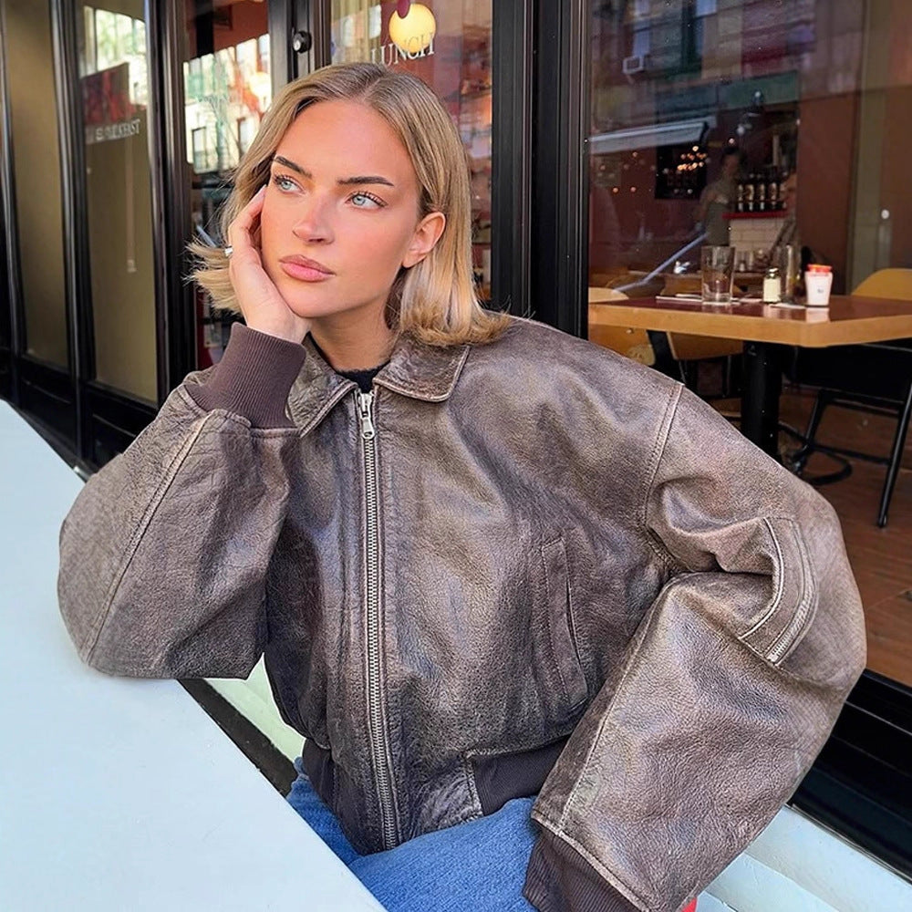 Damen Bomberjacke mit lässigem Schnitt und Zipper-Details Heidi-Mode