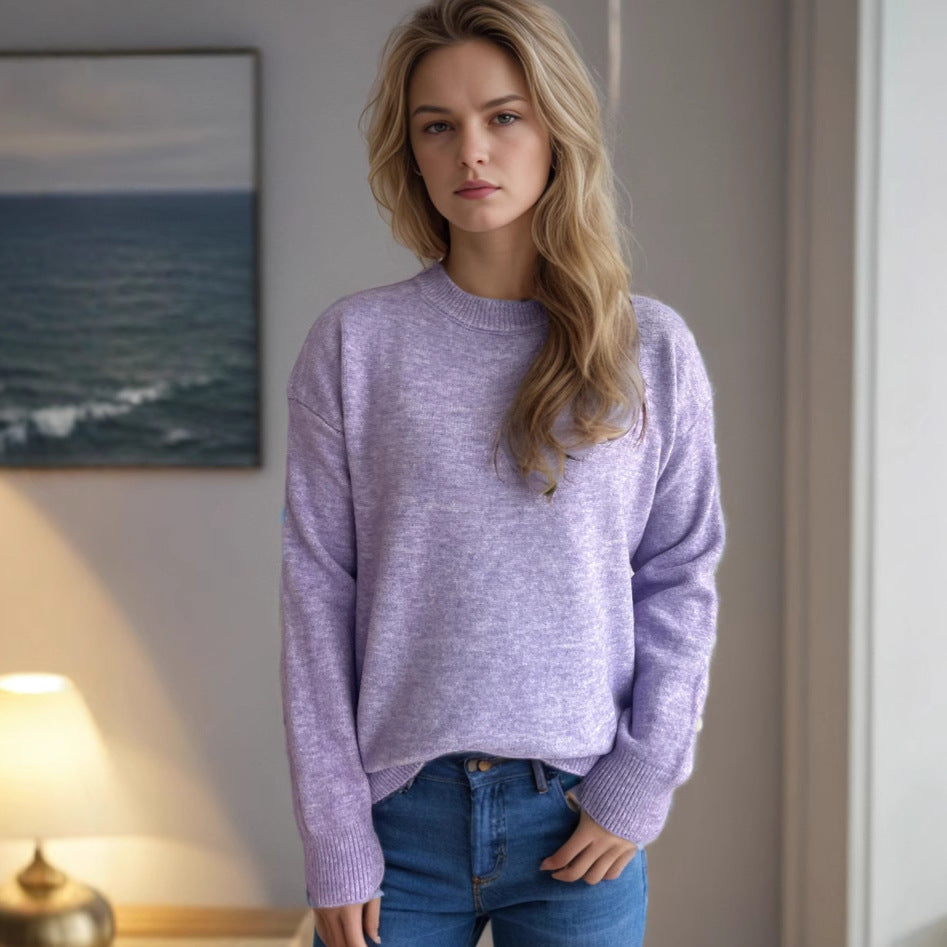 Damen lässiger Pullover mit weitem Schnitt und modernem Rippstrickdesign Heidi-Mode