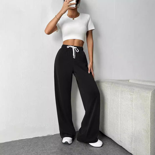 Damen Bequeme Freizeithose mit elastischem Bund und weitem Schnitt Heidi-Mode