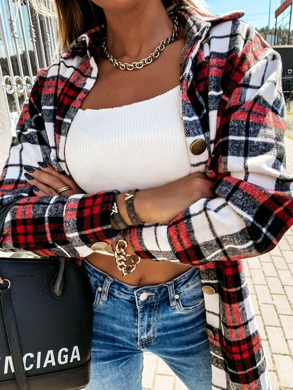 Damen Karierte Overshirtjacke Heidi-Mode