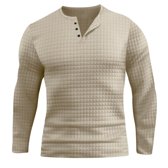 Herren Langarmshirt mit strukturiertem Design und modischem Knopfverschluss Heidi-Mode