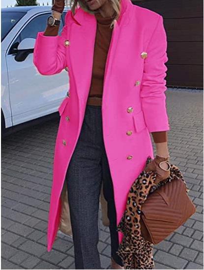 Damen Eleganter Doppelreiher-Mantel mit goldenen Knöpfen und taillierter Passform Heidi-Mode