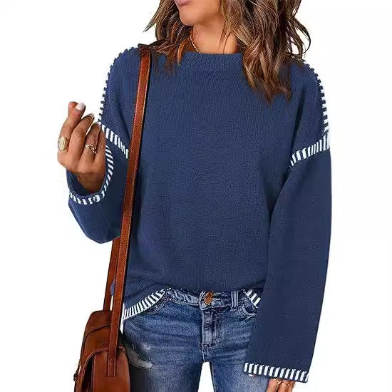 Damen Pullover mit modischen Streifen Heidi-Mode