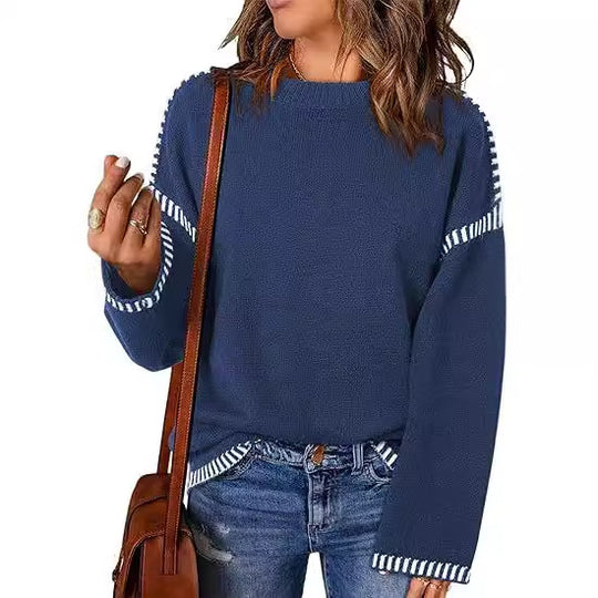 Damen Pullover mit modischen Streifen Heidi-Mode