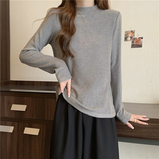 Damen Casual Mock Neck Langarmtop Heidi-Mode