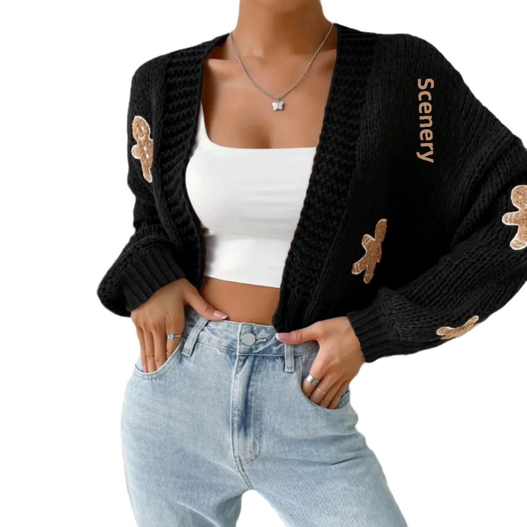 Damen Strickjacke mit verspielten Applikationen Heidi-Mode
