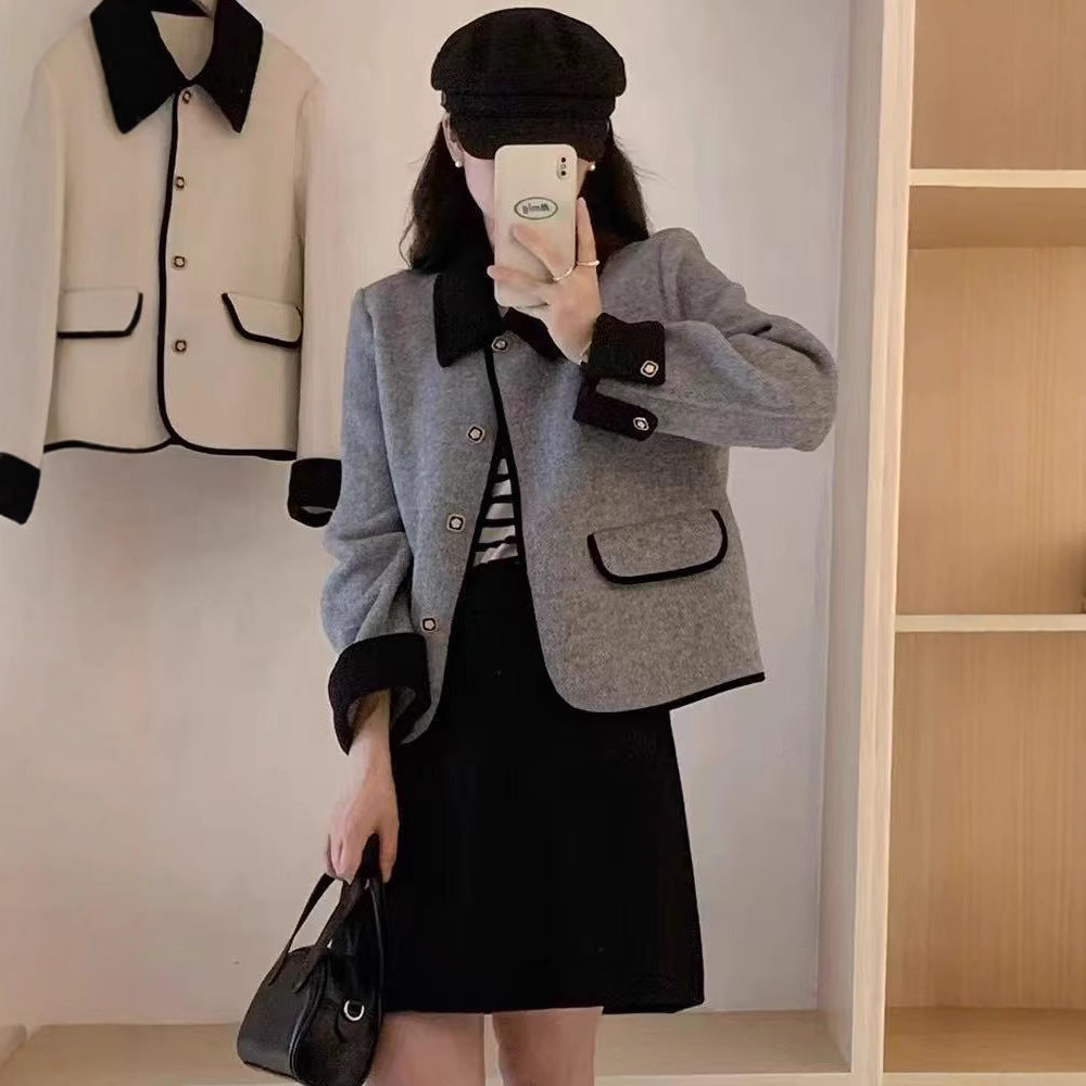Damen elegante Kurzjacke mit kontrastierenden Details Heidi-Mode