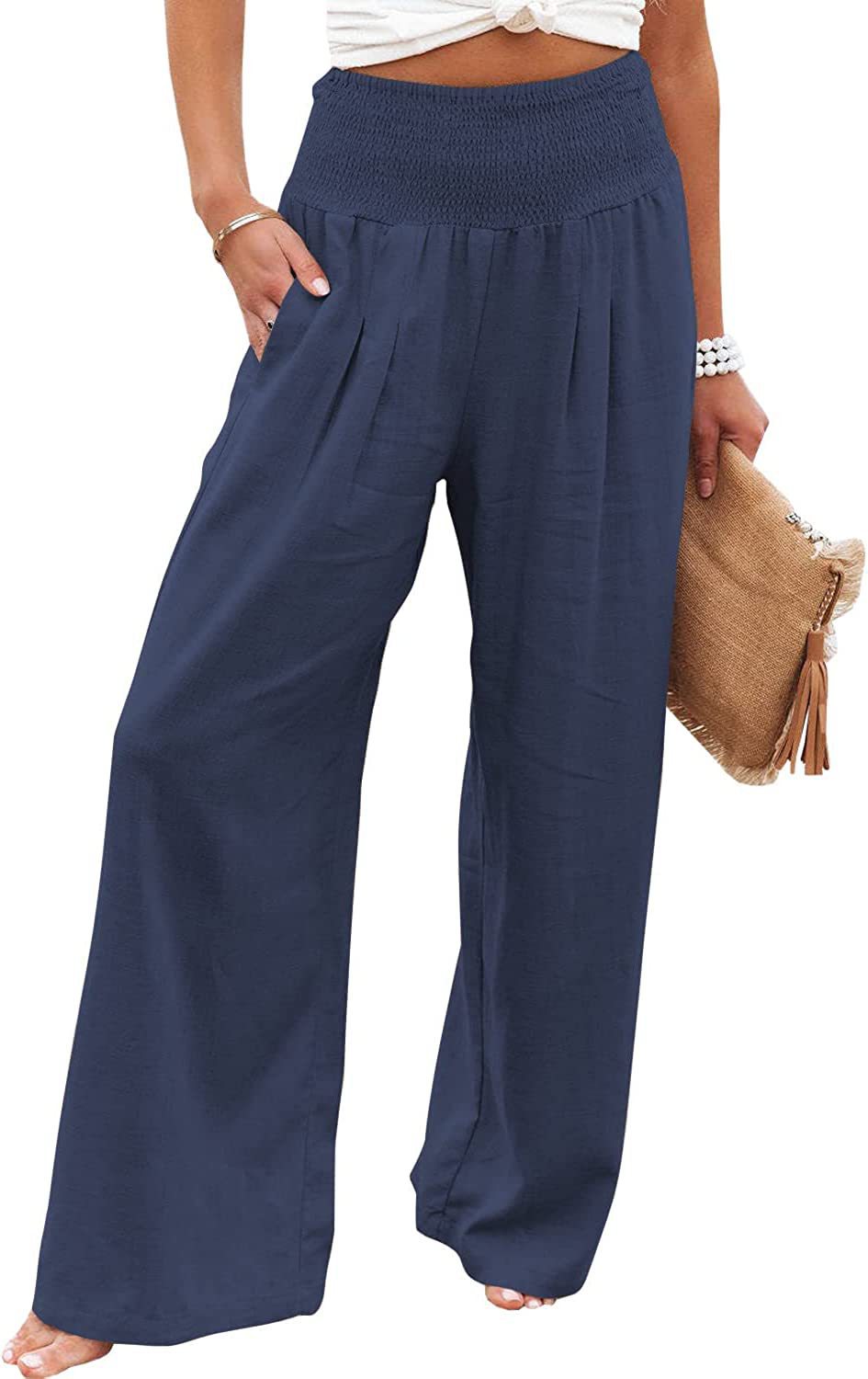 Damen Weite Sommerhose mit elastischem Bund und lockerer Passform Heidi-Mode