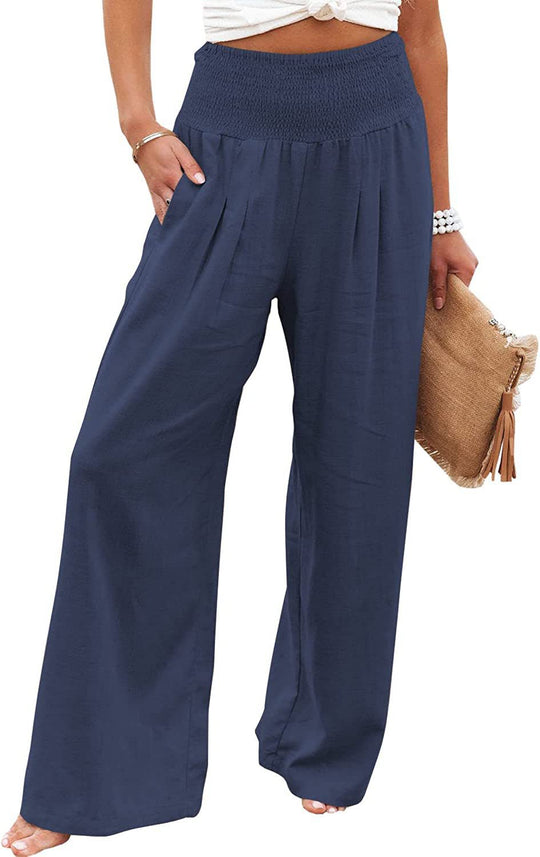 Damen Weite Sommerhose mit elastischem Bund und lockerer Passform Heidi-Mode