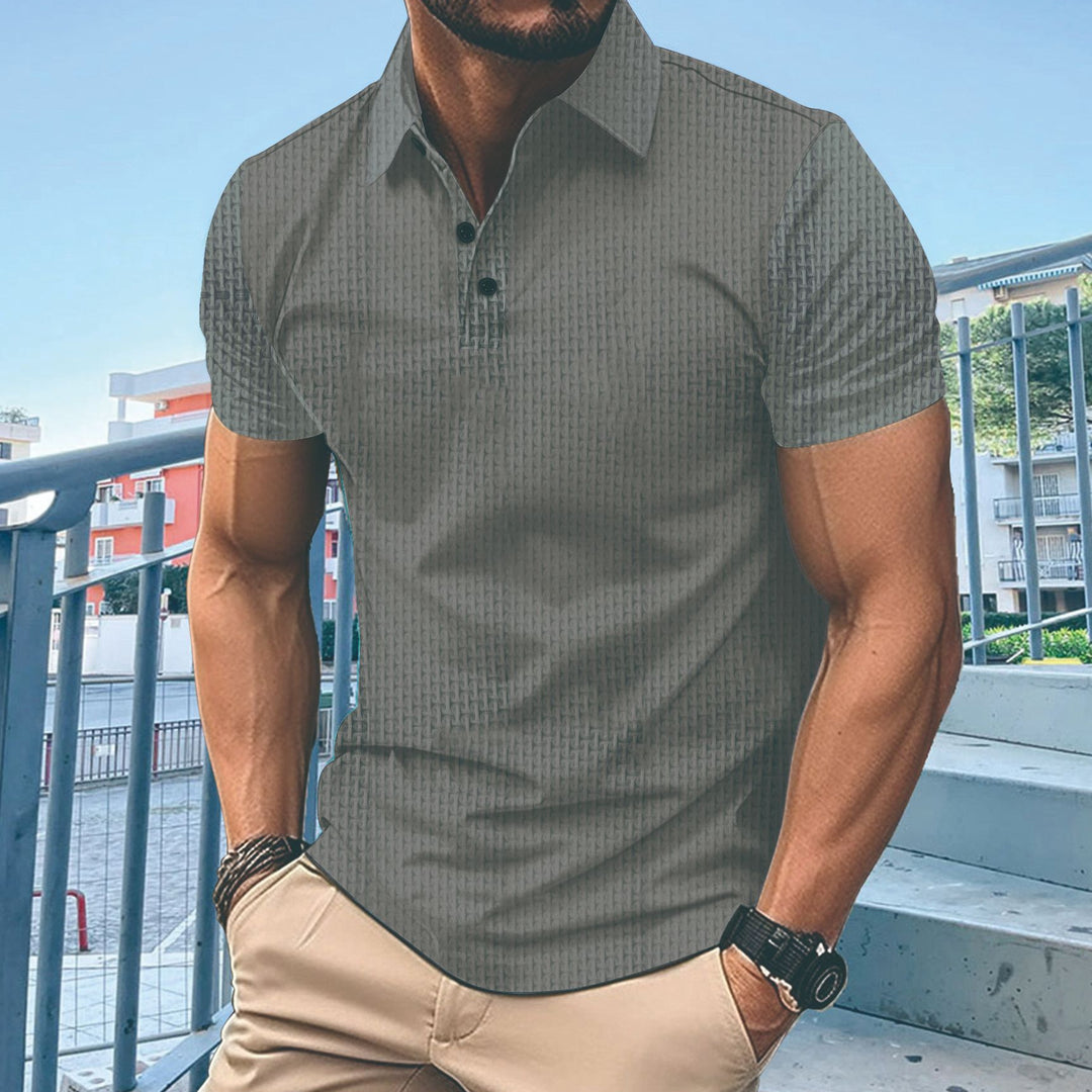Herren Poloshirt mit feiner Struktur und modernem Button-Down-Kragen Heidi-Mode