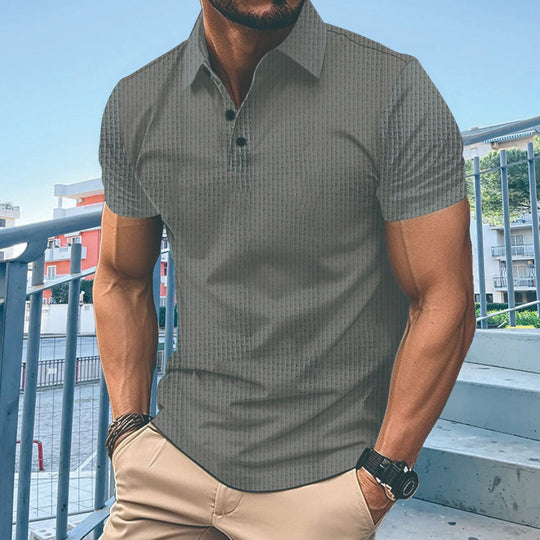 Herren Poloshirt mit feiner Struktur und modernem Button-Down-Kragen Heidi-Mode