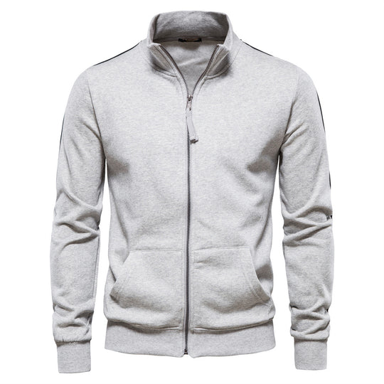 Herren Sweatjacke mit hohem Kragen und durchgehendem Reißverschluss Heidi-Mode