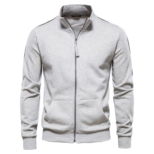 Herren Sweatjacke mit hohem Kragen und durchgehendem Reißverschluss Heidi-Mode