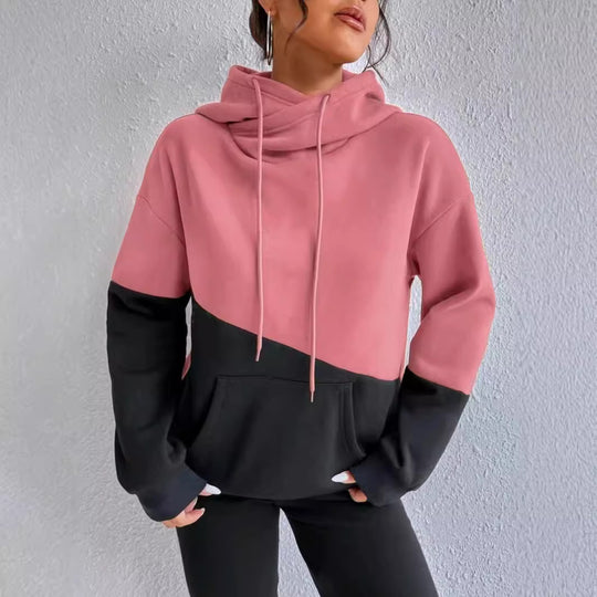 Damen lässiger Kapuzenpullover mit Farbblock-Design Heidi-Mode