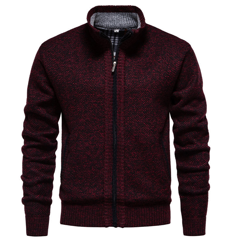 Herren sportliche Strickjacke mit Stehkragen Heidi-Mode