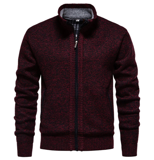 Herren sportliche Strickjacke mit Stehkragen Heidi-Mode