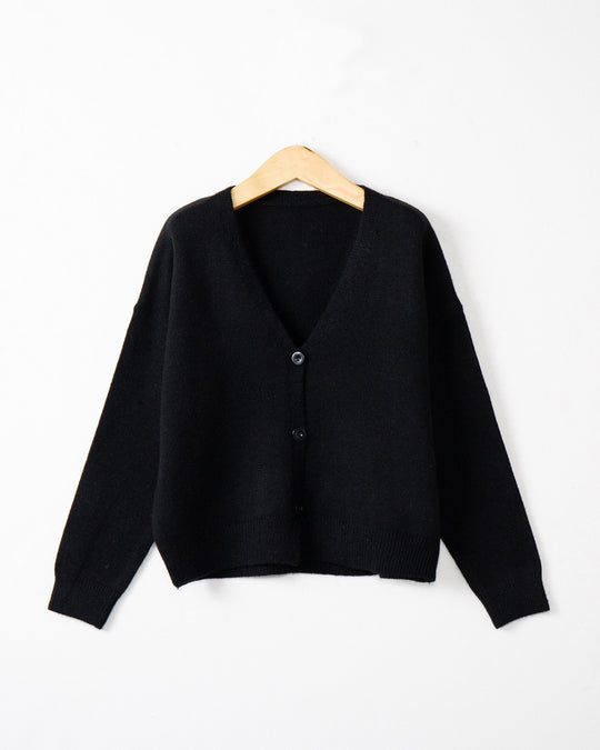 Damen Strickjacke mit V-Ausschnitt und Knopfdetails Heidi-Mode