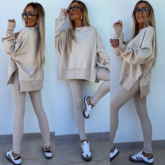Damen lässiger Oversized-Sweater und leggings im Set Heidi-Mode