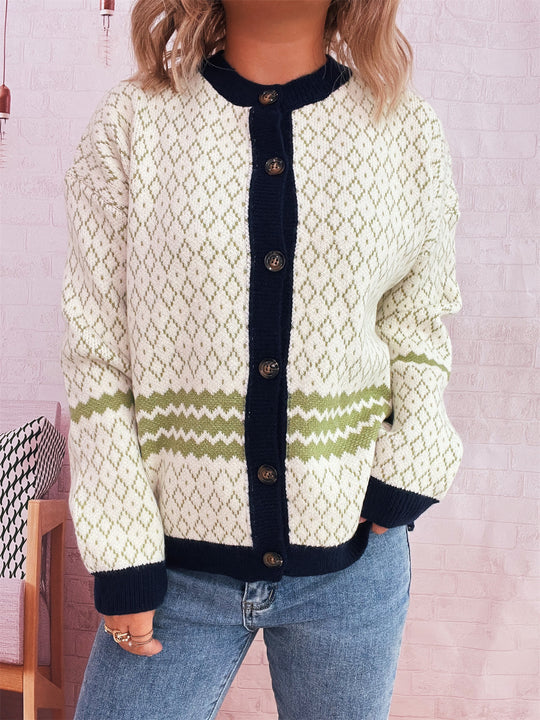 Damen Strickjacke mit vielseitigem Muster und eleganten Knopfdetails Heidi-Mode