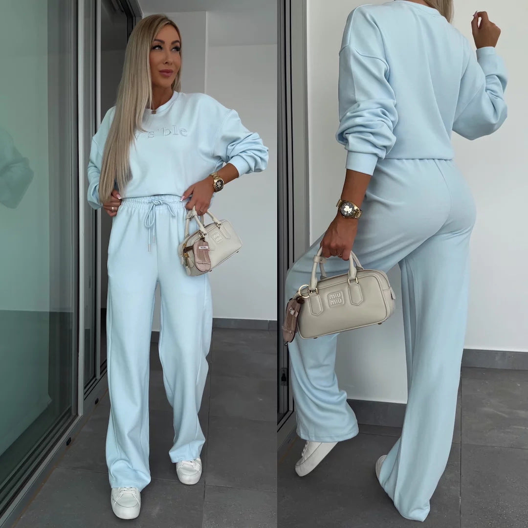 Damen lässiges Freizeit-Set mit oversized Sweatshirt und Jogginghose Heidi-Mode