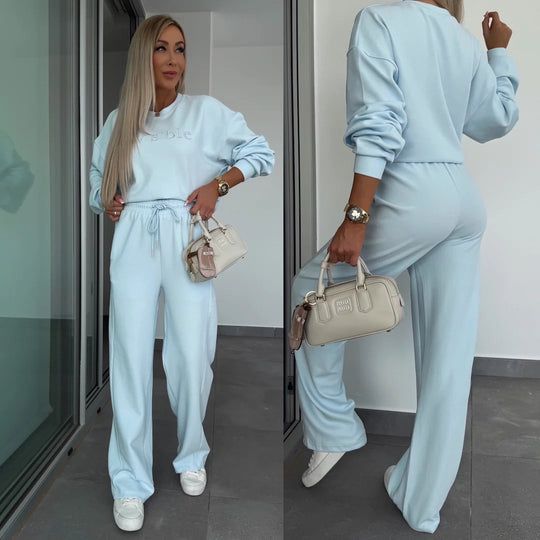 Damen lässiges Freizeit-Set mit oversized Sweatshirt und Jogginghose Heidi-Mode