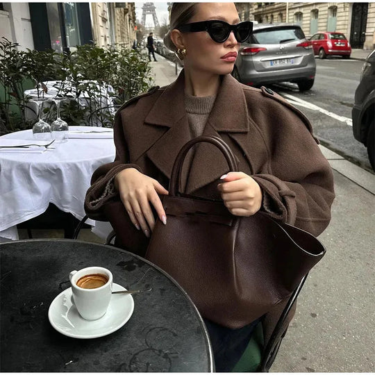 Damen modische Trenchjacke mit taillierbarem Gürtel und eleganten Knöpfen Heidi-Mode