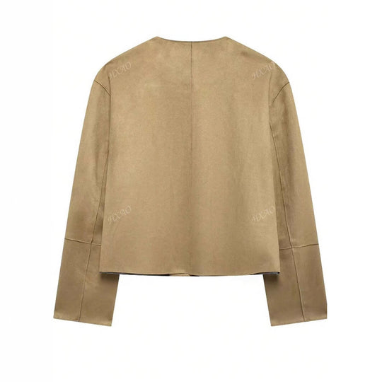 Damen modische Kurzjacke mit praktischen Taschen und Knopfverschluss Heidi-Mode