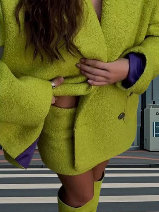 Damen Trendiger Überwurf-Blazer aus Wollmischung mit Herz-Detail Heidi-Mode