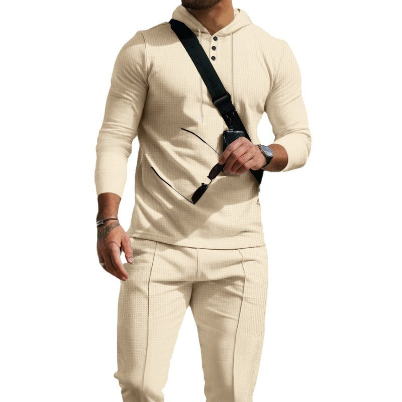 Herren Kapuzenpullover mit Knopfdetail und sportlicher Passform Heidi-Mode