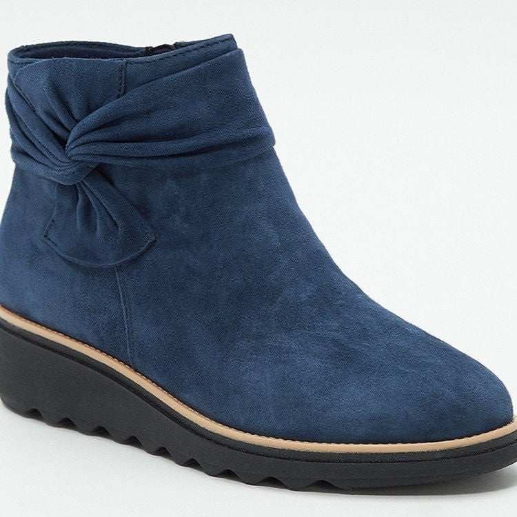 Damen Wedge-Stiefeletten mit geschmackvollem Falten-Design und rutschfester Sohle Heidi-Mode