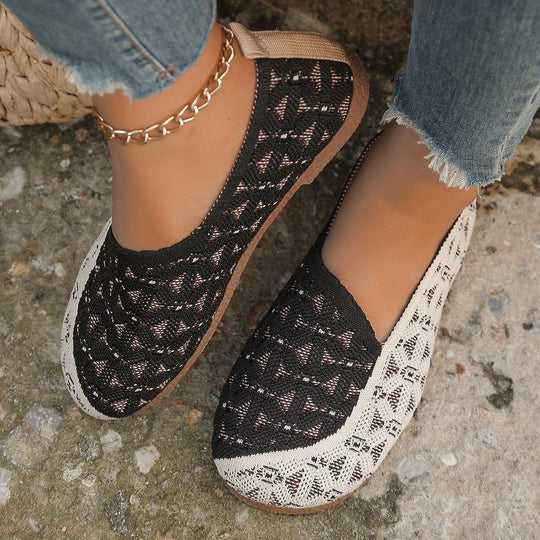 Damen Atmungsaktive Slip-On Schuhe mit modischem Strickdesign Heidi-Mode