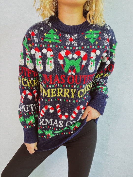 Damen Weihnachts-Pullover mit festlichem Motiv und lässigem Schnitt Heidi-Mode