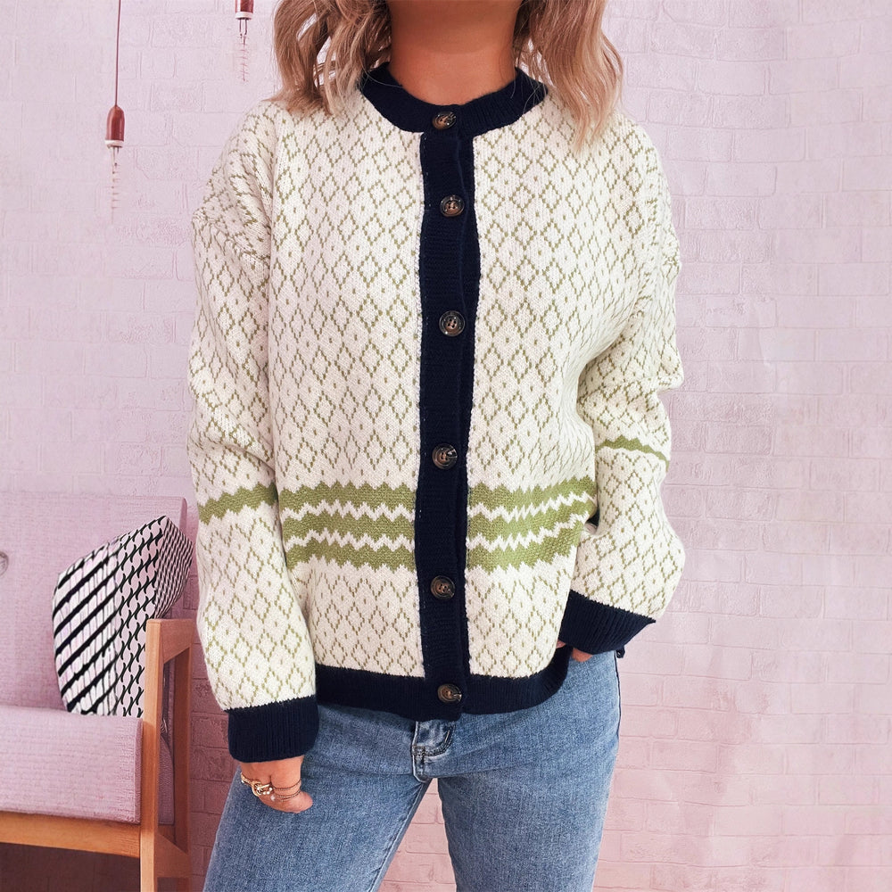 Damen Strickjacke mit vielseitigem Muster und eleganten Knopfdetails Heidi-Mode