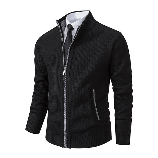 Herren Strickjacke mit hohem Kragen und elegantem Reißverschluss Heidi-Mode