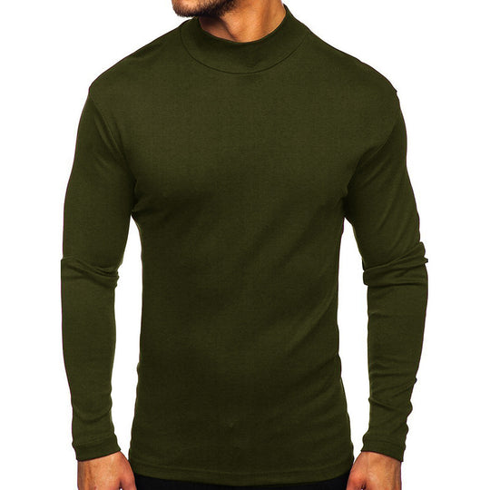 Herren Langarmshirt mit Stehkragen aus hochwertigem Material Heidi-Mode