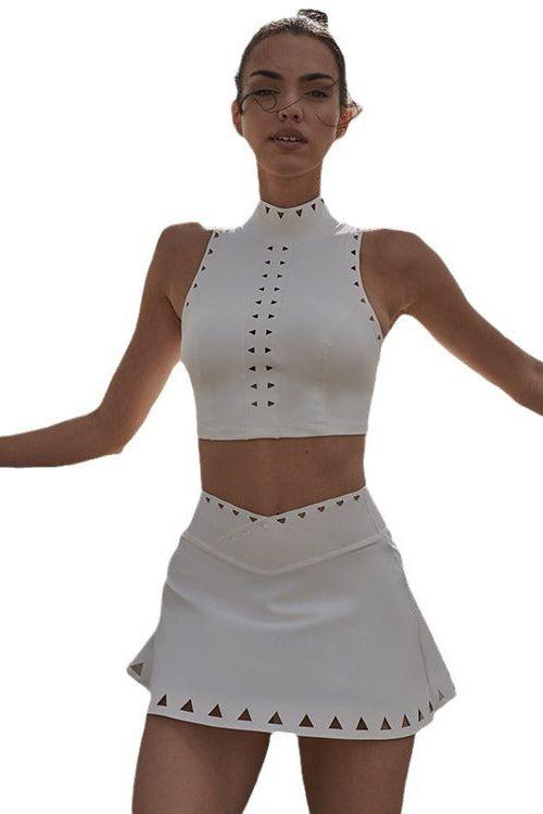 Heidi-Mode | A-Linie V-Taille Gefütterter Tennis Miniskirtsuit