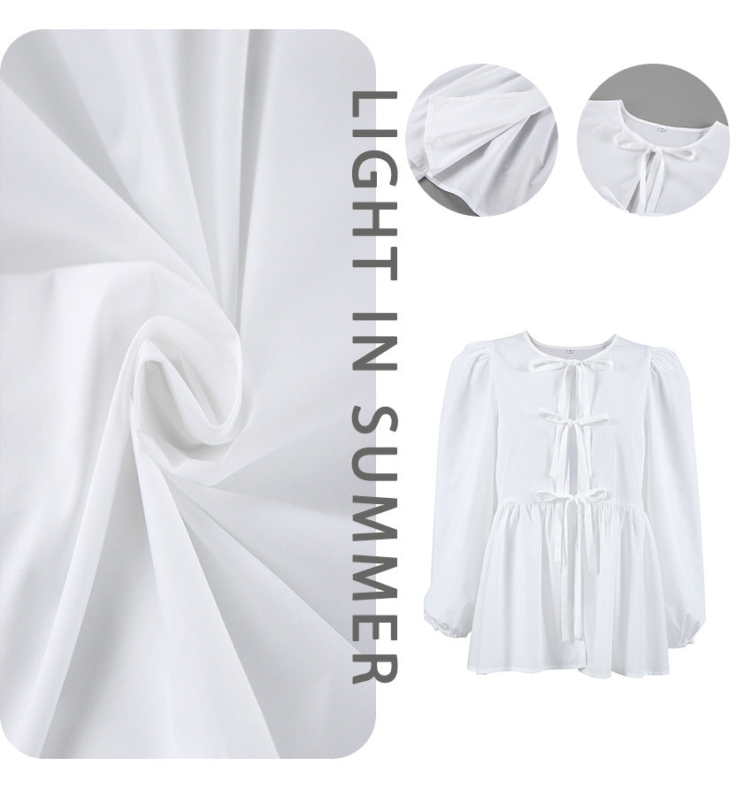 Damen Bluse mit Raffungen und dekorativen Schleifen Heidi-Mode