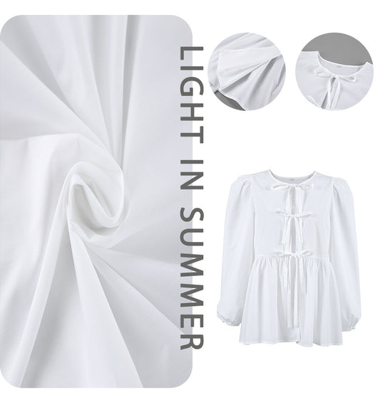 Damen Bluse mit Raffungen und dekorativen Schleifen Heidi-Mode