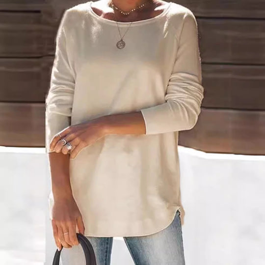 Damen gemütlicher Longsleeve mit weitem Ausschnitt Heidi-Mode