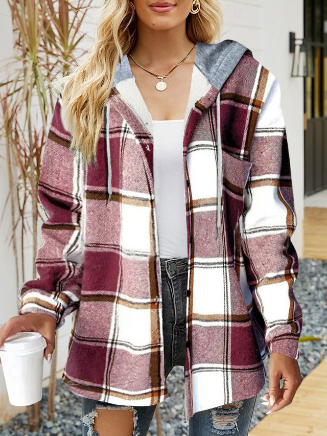 Damen lässige Overshirt-Jacke mit Kapuze und praktischem Kordelzug Heidi-Mode