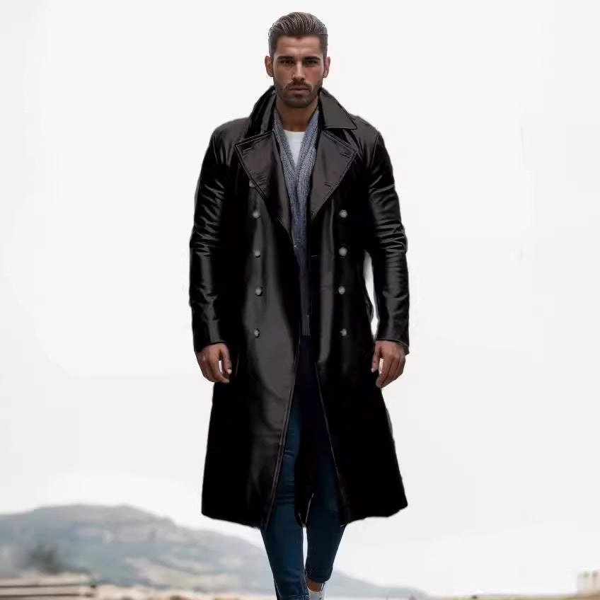 Herren eleganter und glänzender Trenchcoat Heidi-Mode