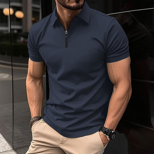 Herren Funktionspoloshirt mit modernem Reißverschluss und atmungsaktiven Eigenschaften Heidi-Mode