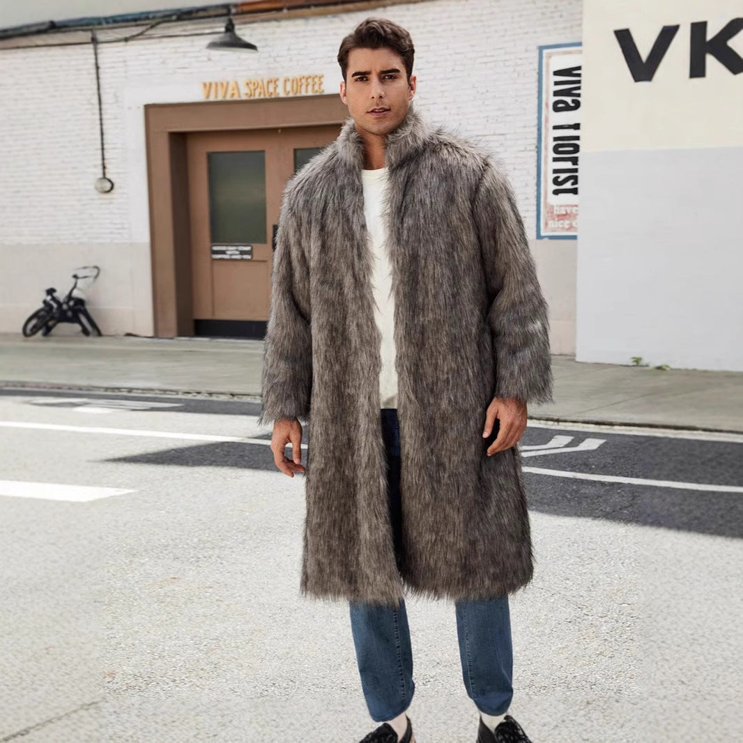 Herren Eleganter und kuscheliger Langmantel aus Kunstfell Heidi-Mode