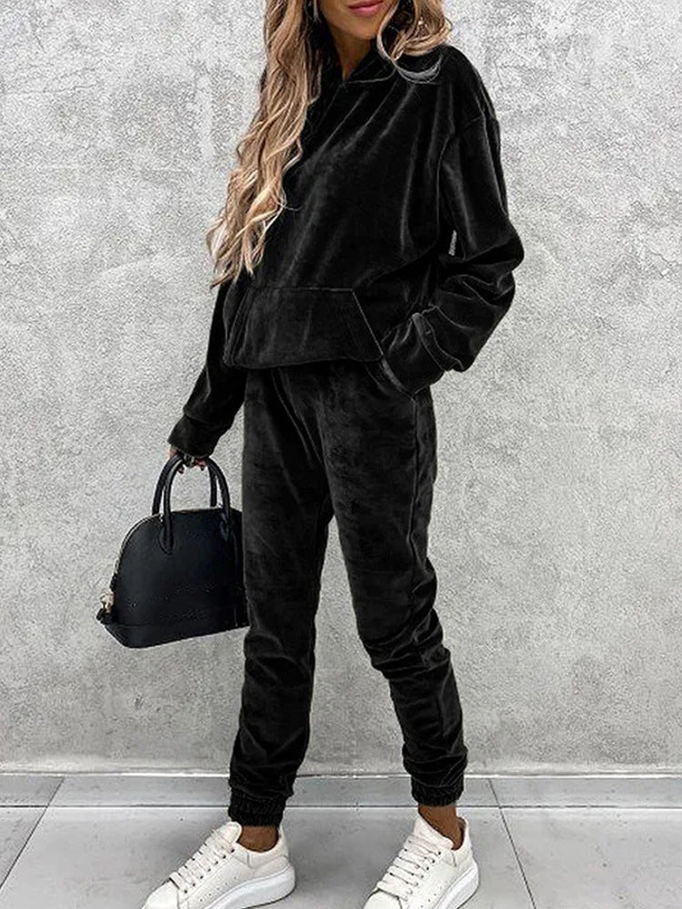 Damen kuscheliges Fleece-Set mit oversized Hoodie und bequemen Jogginghosen Heidi-Mode