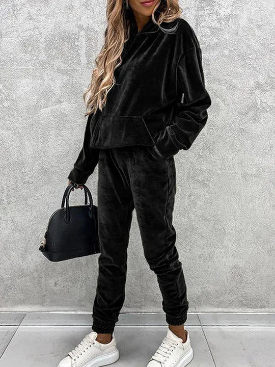 Damen kuscheliges Fleece-Set mit oversized Hoodie und bequemen Jogginghosen Heidi-Mode